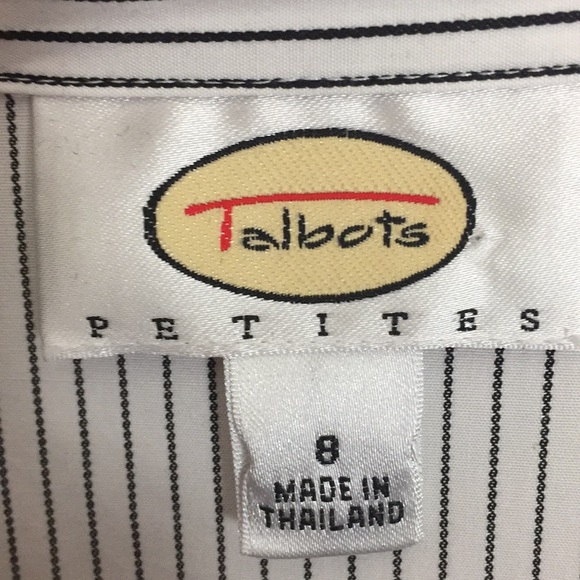 Talbots Ruffled Front Striped Button Down Shirt - Picture 4 of 6